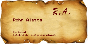 Rohr Aletta névjegykártya