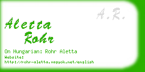 aletta rohr business card